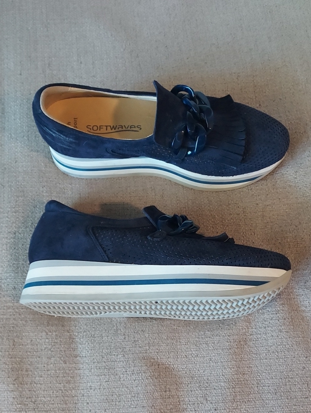 Softwaves Cadie Suede Leather Arch Support Platform Loafers Sz-40/10
